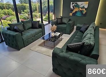 Stilske garniture: Komplet tapaciranih garnitura za dnevni boravak – moderan Chesterfield — 15