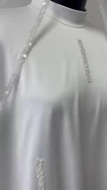 Свадебные платья: Белое свадебное платье-абайя с накидкой - Цвет: чистый белый - — 2