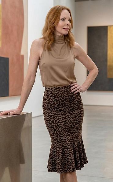 leopard suknja: Komplet: Suknja i Bluza.Ženska suknja sa animal printom, midi dužine — 1