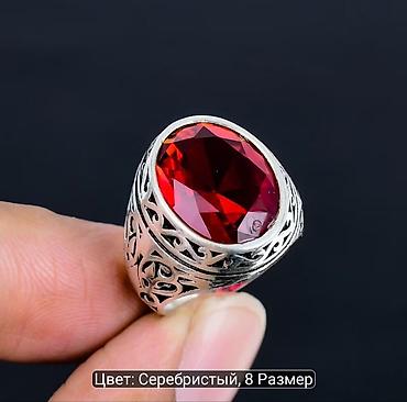 мужской серебро: Массивное мужское кольцо с крупным овальным красным камнем - Дизайн — 4