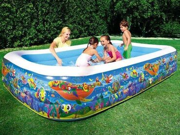 бассейны для детей: Описание Прямоугольный надувной бассейн Bestway "Подводный мир"