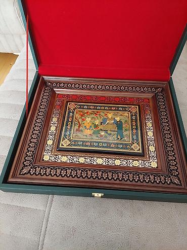 Ev və bağ: Miniatür rəsmli ağac tablo – əl işidir - Şərq miniatür üslubunda əl — 3