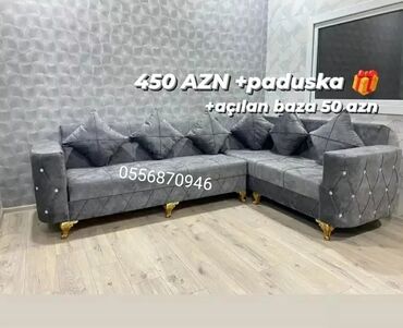 Divanlar: Künc divan, Açılmayan, Bazalı, Vеlur parça, Çatdırılma yoxdur