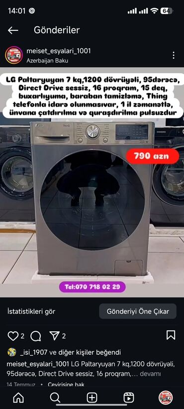 Paltaryuyan maşınlar: Paltaryuyan Anbardan satiş.Qimətlər aşagida qeyd olunub.Ünvana — 79