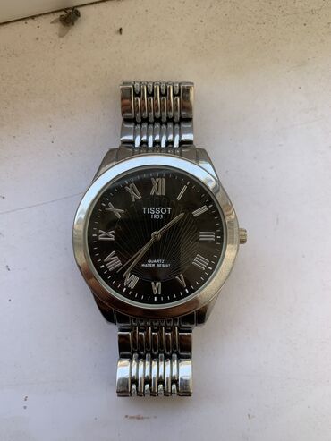 набор серебро серьги и кольцо: Классические часы часы, Tissot, Водонепроницаемые, Мужские, Б/у