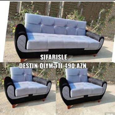 Masa və oturacaq dəstləri: Yeni, Divan, 2 kreslo, Bazalı, Açılan