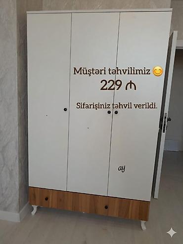 kitab skafi: Yeni, 3 qapılı, Siyirməli, Ağ, Açılan, Düz dolab — 1