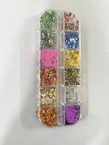 флипчарты 100 х 400 см для письма маркером: Блестящие алюминиевые хлопья для ногтей, 12 цветов, размер коробочки