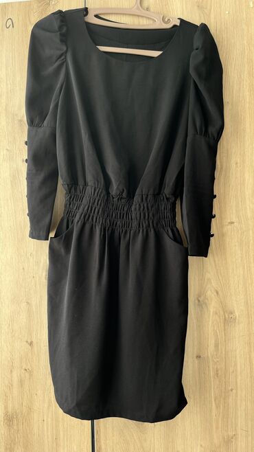 черное платье футляр: Повседневное платье, Осень-весна, Шифон, Футляр, S (EU 36), M (EU 38)