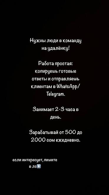 халтура бишкек телеграм: Удаленная подработка: оператор переписки в WhatsApp/Telegram - Суть — 1