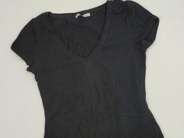 t shirty z dekoltem v allegro: Ciemna koszulka damska z krótkim rękawem i dekoltem w kształcie litery