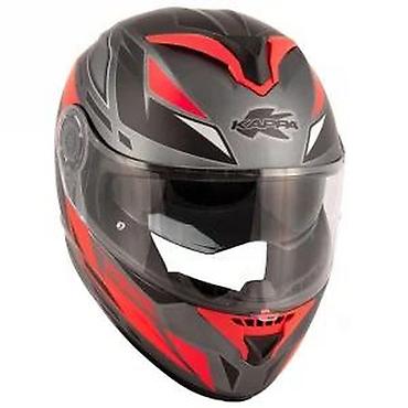 Kawasaki: Kappa integralna moto kaciga – sportski dizajn, crno‑siva sa crvenim — 11