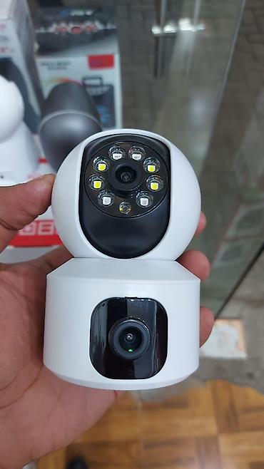 ptz kamera: İki linzalı ağıllı təhlükəsizlik kamerası - 2 linza: üst hissədə LED — 1