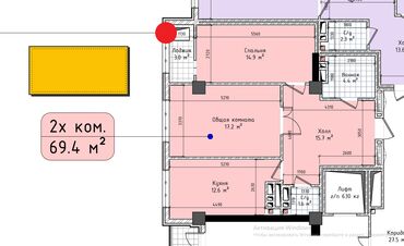 Продажа квартир: 2 комнаты, 69 м², Элитка, 8 этаж, ПСО (под самоотделку)