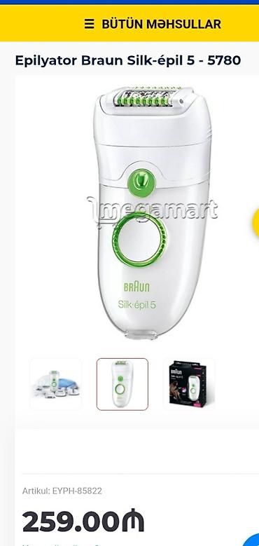 braun epilator: Braun Silk-épil 5 – 5780 epilyator Xüsusiyyətlər: - Şəbəkə ilə — 1