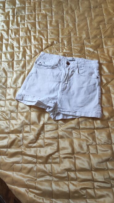 futrovane pantalone: M (EU 38), Twill, color - White, Single-colored