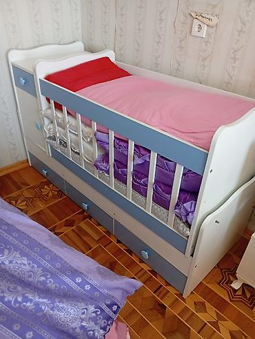 Beşiklər: Uşaq beşiyi – çoxfunksiyalı model - Rəng: ağ + açıq mavi - Material — 3