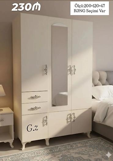 qardirob otagi: Şkaf – 3 qapılı, güzgülü, çekmecəli model • Ölçü: 200×120×47 sm — 1
