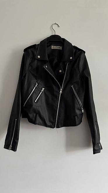 Üst geyimi: Qadınlar üçün qara biker üslublu dəri gödəkçə - Brend: DERMAN - Rəng — 1