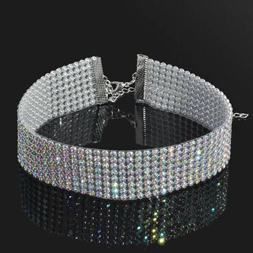серебро печатка: Ожерелье чокер BLIJERY женское серебристого цвета с кристаллами