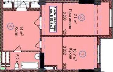 рассрочка квартира бишкек: 1 комната, 46 м², Элитка, 3 этаж, ПСО (под самоотделку)