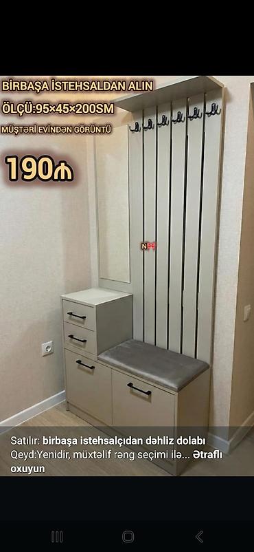 şfonerler: Dəhliz dolabı – birbaşa istehsaldan Ölçü: 95×45×200 sm Qiymət: 190₼ — 1