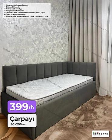 Künc paneli ilə dizayn edilmiş yumşaq başlıqlı çarpayı - Ölçü: 90×200 lalafo.az -da Künc paneli ilə dizayn edilmiş yumşaq başlıqlı çarpayı - Ölçü: 90×200