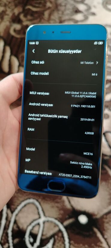 xiaomi mi 7 qiymeti: Xiaomi Mi6, 64 GB, rəng - Göy, 
 Barmaq izi, İki sim kartlı, Sənədlərlə