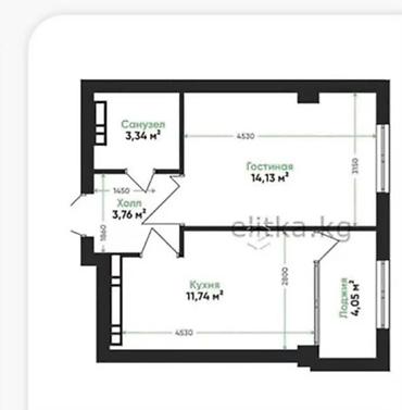 1 комната, 37 м², Тунгуч мкр Элитка, 5 этаж, ПСО (под самоотделку)