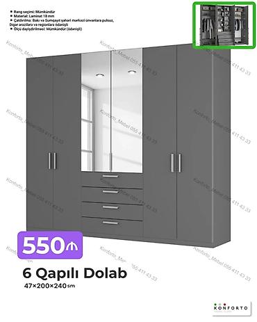 skaf: 6 qapılı dolab – 47×200×240 sm - Material: 18 mm laminat - Rəng — 1