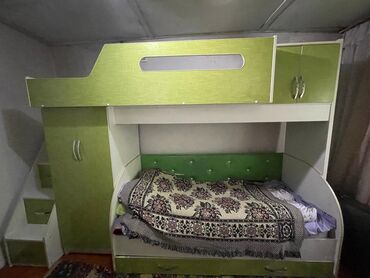 детские кроватки фото и цены: Продаётся двухъярусная кровать с лестницей и дополнительным шкафом!