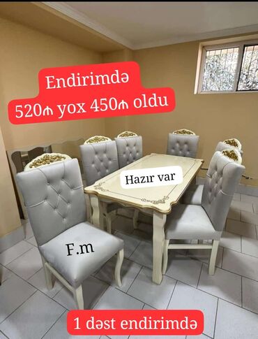 Masa və oturacaq dəstləri: Qonaq otağı üçün, Yeni, Açılan, 6 stul