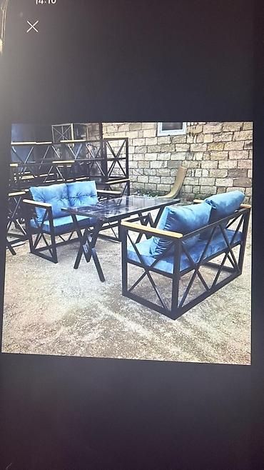 Bağ, çöl mebeli: Kafe, bağ və terasa uyğun metal karkaslı lounge dəst - Tərkib: 1 ədəd — 1