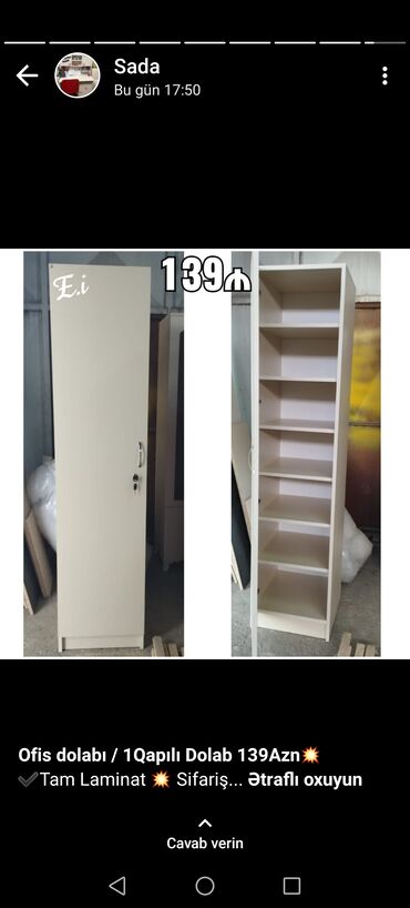 Dolablar: Yeni, Açılan, 1 qapı Düz dolab, Dolab-asılqan — 2