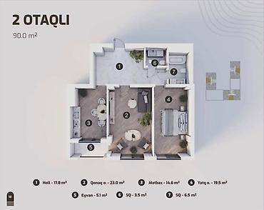 samaxida satilan həyət evləri 2026: 2 otaqlı, Yeni tikili, m. Ulduz, 90 kv. m — 7
