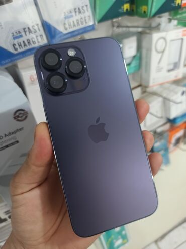 кол тараза: IPhone 14 Pro Max, Колдонулган, 256 ГБ, Deep Purple, Каптама, Коргоочу айнек, Кабель, 88 %