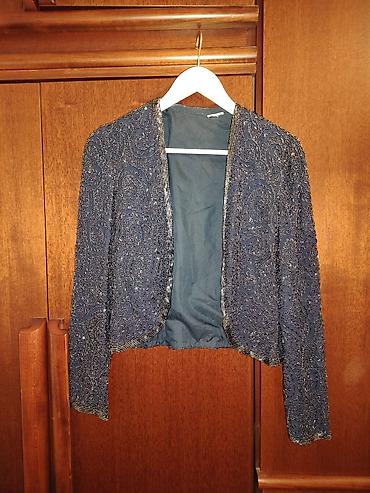 saten bolero: Elegantni bolero/sako za večernje prilike - Boja: tamno plava (night — 1