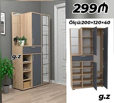 koridor dolabı: Dəhliz üçün çoxfunksiyalı dolab-set - Dizayn: açıq ağac rəngi və tünd — 1