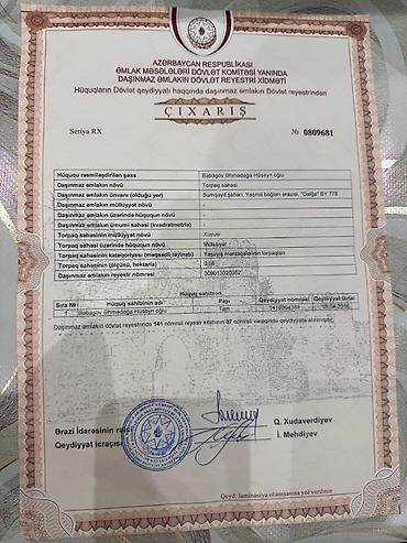 baki quba: 6 sot, Tikinti, Mülkiyyətçi, Kupça (Çıxarış), Texniki pasport — 1