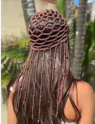 Бижутерия: Xəzinə üslubunda toxunma saç toru (crochet hair cap) - Model: əl işi — 2