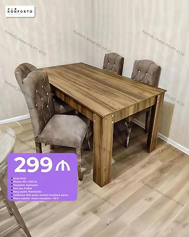 Masa dəsti – 6 stulludur - Ölçülər: 90 × 160 sm - Mexanizm: Açılmayan