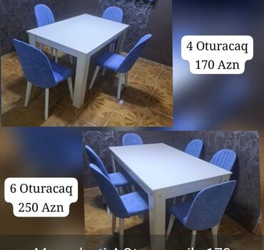 Masa və oturacaq dəstləri: Qonaq otağı üçün, Yeni, Dördbucaq masa, 4 stul