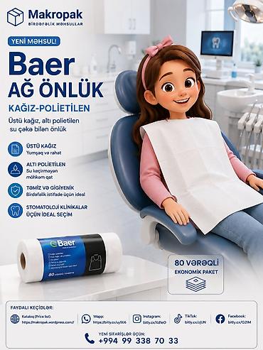 ehtiyaci olana verilir: 🦷 Təmiz, rahat və praktik seçim! 🔹 Baer marka ağ kağız-polietilen — 1