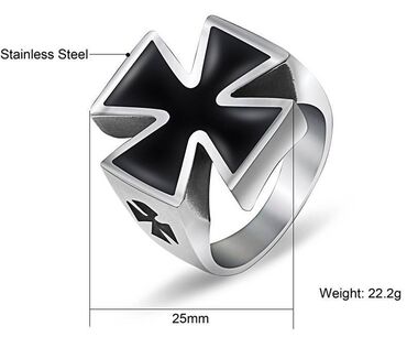 браслет с шипами: Мужское кольцо в стиле ретро из титановой стали, кольцо с крестом