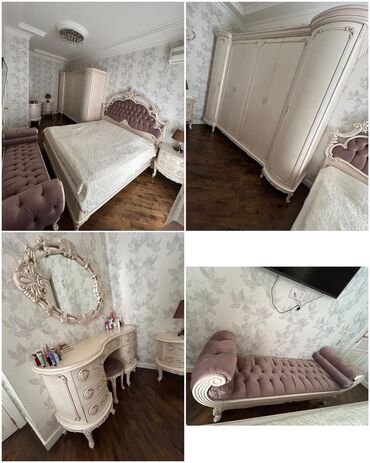 Двуспальная кровать, Шкаф, Трюмо, 2 тумбы, Б/у