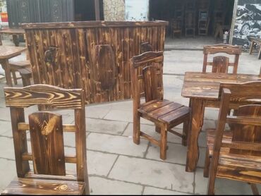 Sifarişlə restoran üçün masa və oturacaq dəstləri: Stullar ilə, Kvadrat masa, 4 nəfər — 11