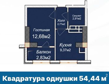 ищу квартиру кызыл аскер: 1 комната, 54 м², Элитка, 3 этаж, ПСО (под самоотделку)