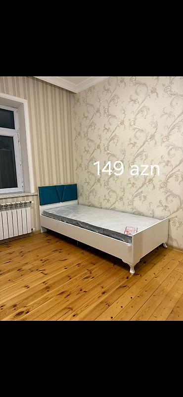 divar yataq: Tək nəfərlik çarpayı – 149 AZN - Rəng: ağ gövdə, başlıqda mavi yumşaq — 1