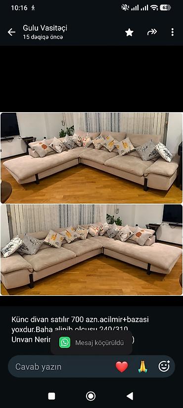 Künc divan satılır 700 azn.acilmir+bazasi yoxdur.Baha alinib.olcusu