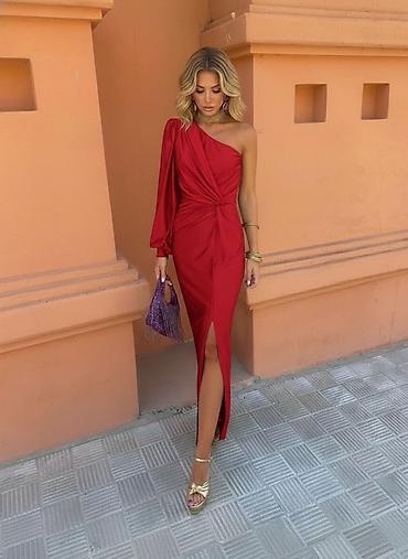 Haljine: ✅Elegantna jednoramena midi/duga haljina sa čvor-naborima ✅2700 din S — 1